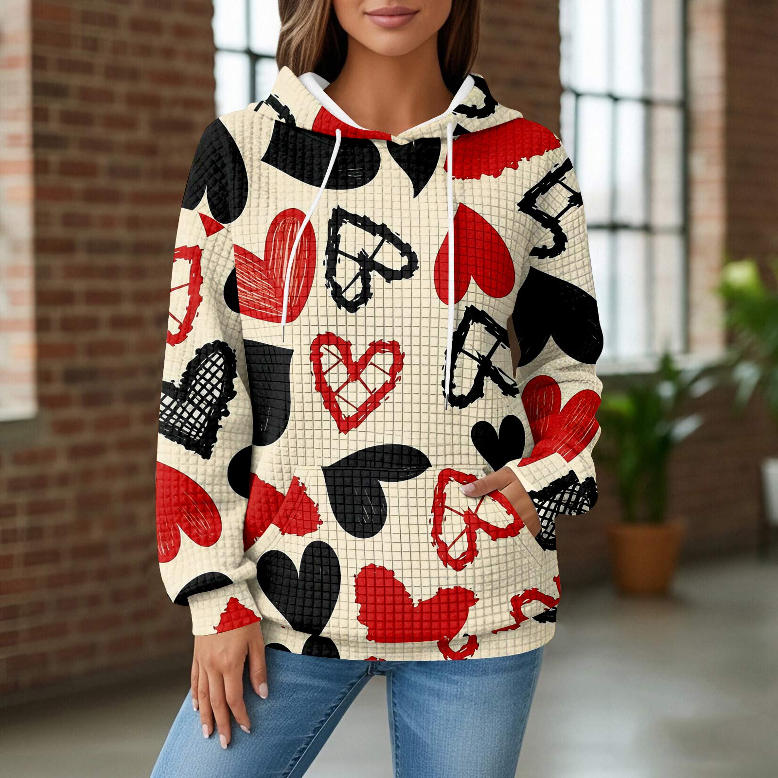 

Women s Knit Hoodie , Long Sleeve Pullover with Pocket, Casual Loose,Fit Sweatshirt for Daily Wear/Outdoor M рожевий