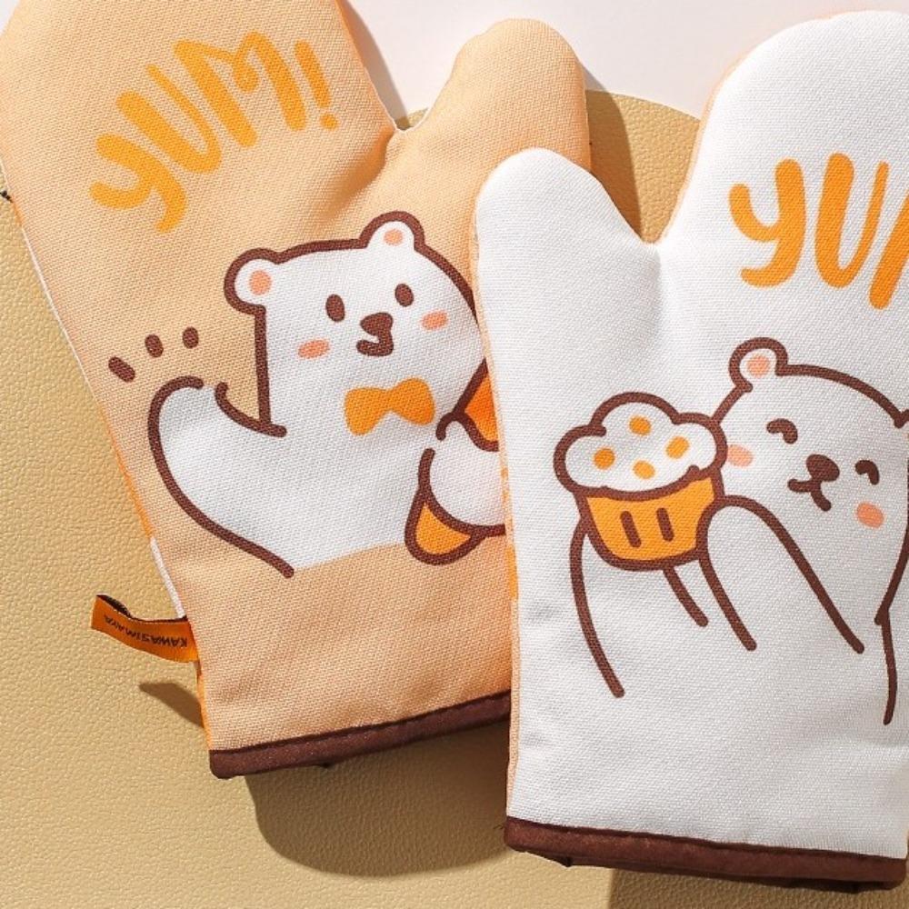 Thickened Insulated Gloves Cotton Microwave Oven Gloves Durable Heat-Resistant Gloves  Kitchen