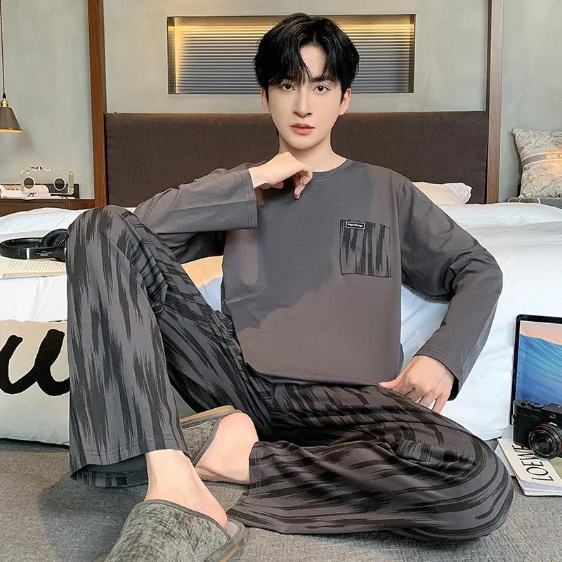 Men's Cotton Pajamas, Sleeping Top, Long Sleeve Soft Loose Pajamas, Casual Home Wear, Autumn Men's Pajamas