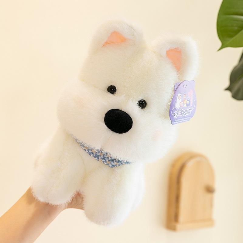 

Sitting West Highland Little White Dog Plush Doll Cute Stupid Scarf Dog Doll Grabbing Doll Children s Gift 25cm（0.15kg） белый