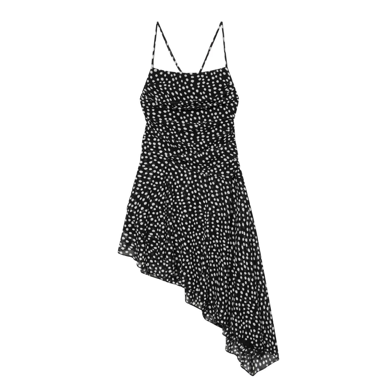 European and American style, new women s fashion, chic, classic polka dot pleated dress 2897246 XS