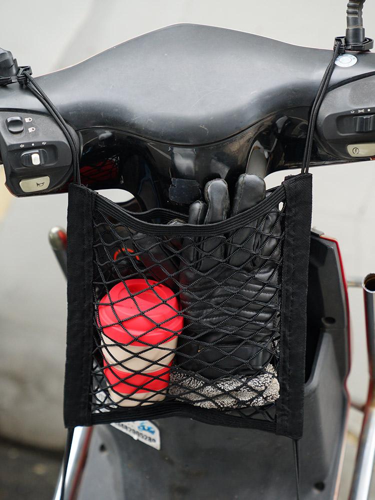 Motorcycle Luggage Net Hook Hold Bag Helmet Mesh Fuel Tank Storage Net High-Elastic Double Layer Bungee Net With 4 Strong Hooks