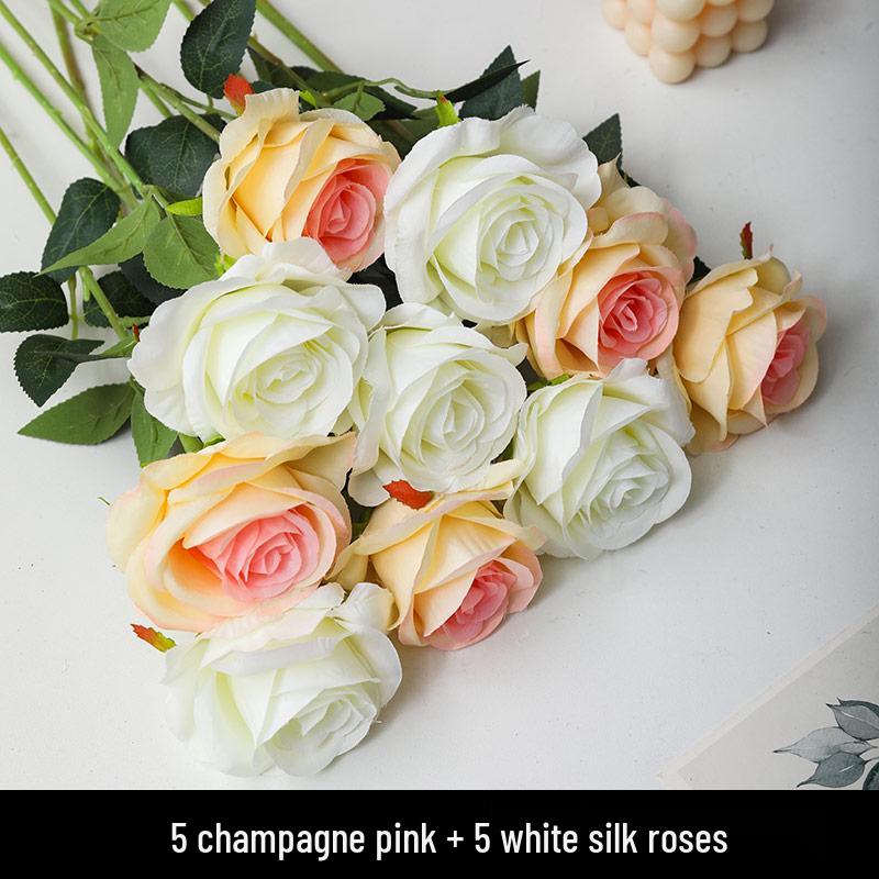 Silk Rose Bouquet: Artificial Flower Arrangement for Home Decor