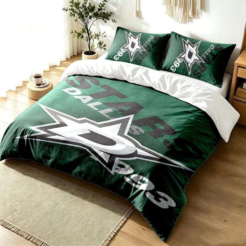Dallas Stars 3-teiliges Bettwäsche-Set Einfaches Modernes Bettwäsche-Set Knitterfest Weicher Stoff Ganzjahresnutzung ein perfektes Geschenk