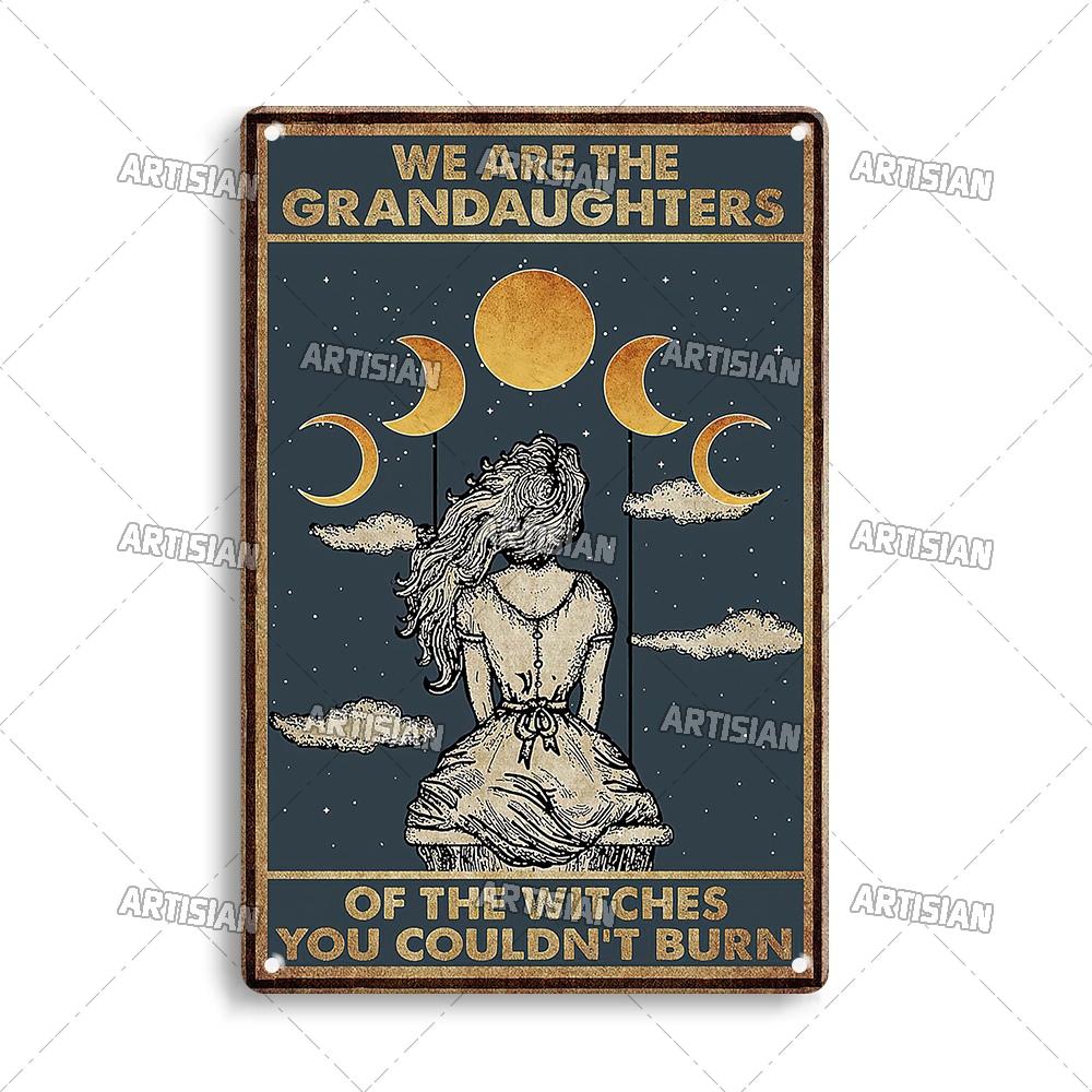 Artisian Halloween Metal Plaque Witches Tin Sign Girl Decorative Plate Wall Decor Garage Bar Pub Club Hotel Kitchen Home