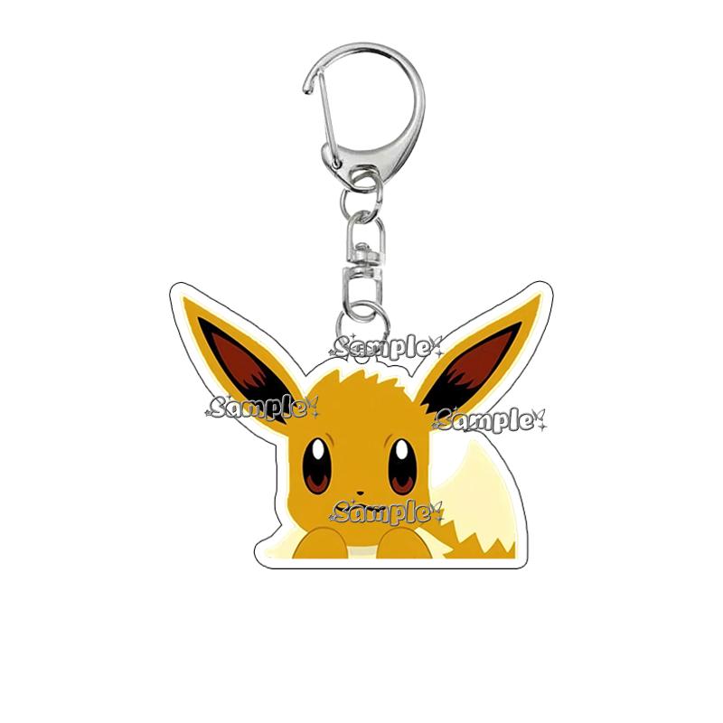 Kawaii Eevee Vaporeon Flareon Q Version Anime Characters Acrylic Keychain Umbreon Cartoon Ornaments Backpack Charm Accessories