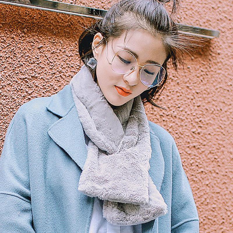 Winter Plush Imitation Rabbit Fur Shawl Thickening Fake Collar Collar Female Warm Thick Plush Scarf