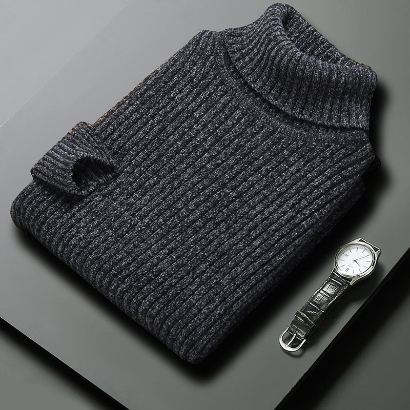 Men's Fall and Winter Casual Half-high Neck Knitted Sweater Thickened Slim Bottoming Tops