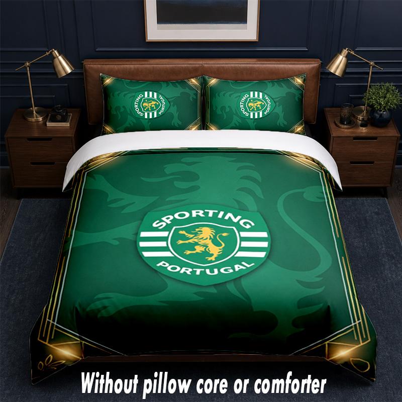 Sporting CP FC Design Bed Bedding Set 1 Duvet Cover + 2 Pillowcases Soft Breathable Household Bed Linens