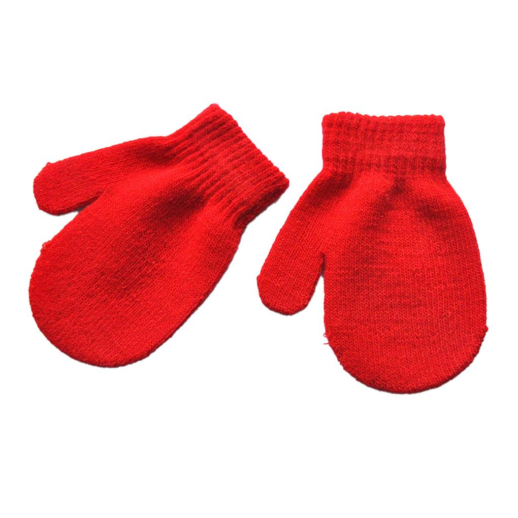 1 Pair Toddler Mittens Simple Solid Color Hand Warmers Winter Keeping-warm Cover Clothes Accessory Kids Mitten for Outdoor