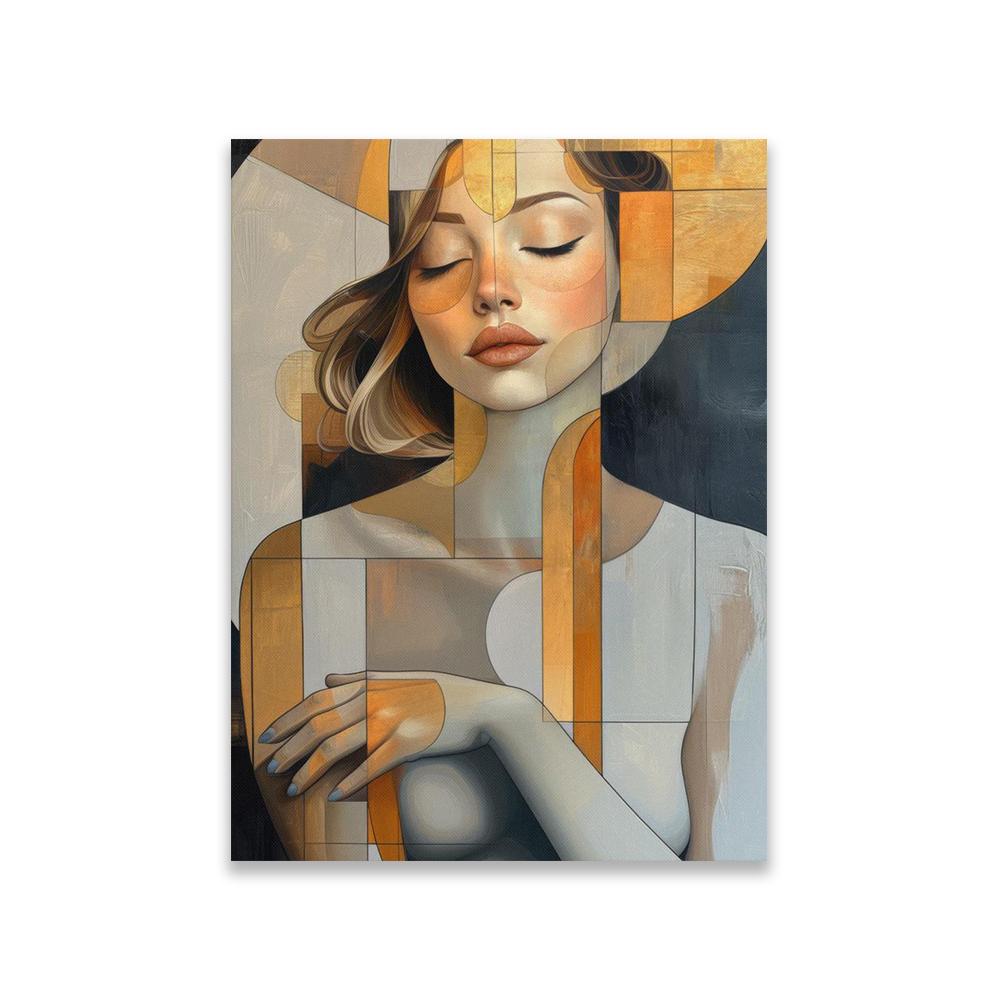 Abstract Modern Portrait Art Print Poster Vibrant Female Face with Colorful Blocks Canvas Painting Contemporary Wall Art Decor