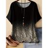Fashion Women's Crew Neck T-shirt 3D Color Printing Crew Neck Short Sleeve Simple and Versatile
