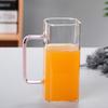 Glass water cup milk cup tea cup breakfast beverage cup high borosilicate square color handle glass water cup