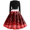 Women's Casual Fashion Christmas Print V-Neck Vintage Dress for Holiday Gatherings