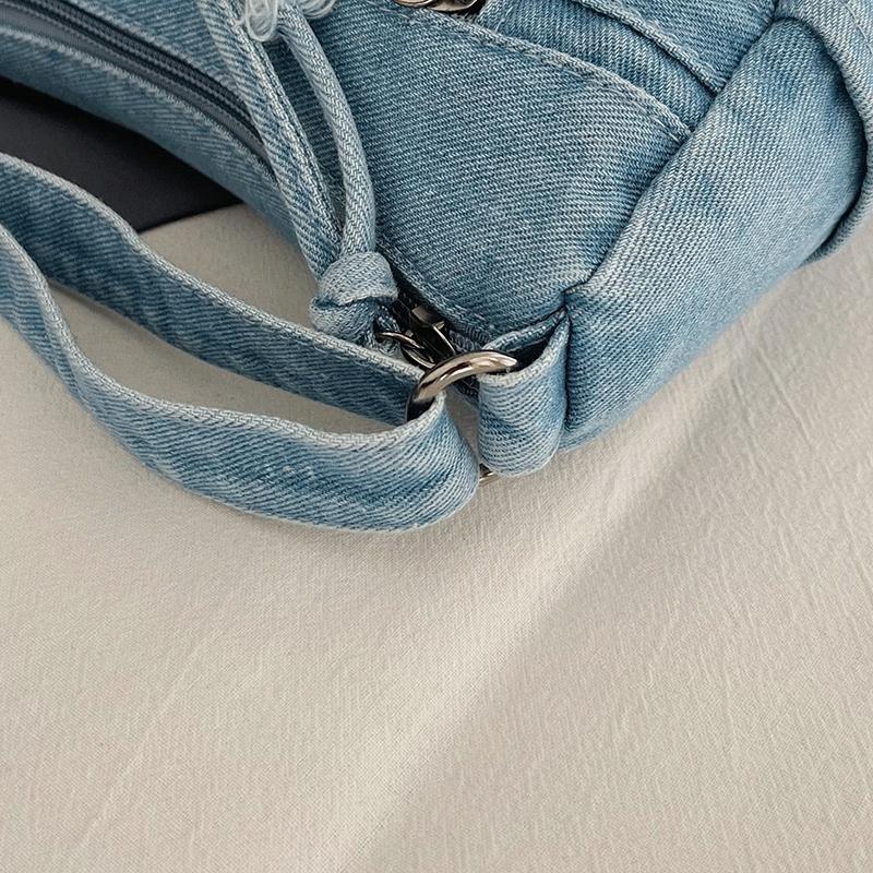 Borsa di Jeans a Spalla Singola Multi-cerniere Borsa a Tracolla Retrò Borsa per Mamma di Mezza Età