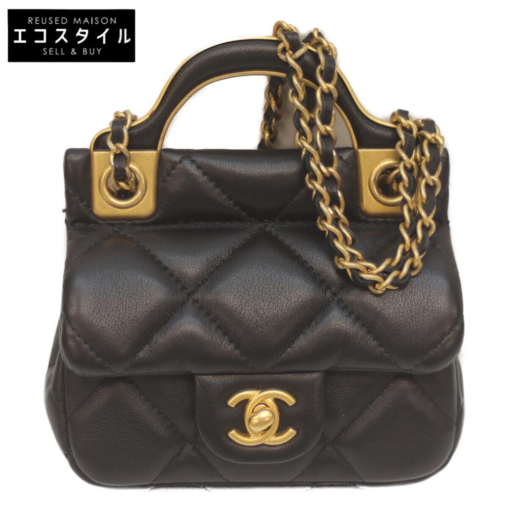 CHANEL AP2271 #31 Black Ram Mini Chain Clutch Chain Shoulder Shoulder bag blackUsed