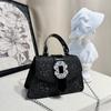 Fashion Rhinestone Women's Handbags Vintage Buckle Square One Shoulder Bags 2025 New Solid Color PU Chain Crossbody Bag