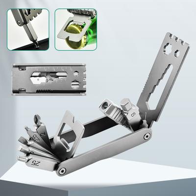 Herramienta multifunción con lámpara y lote, llave hexagonal portátil multiusos de acero inoxidable, herramienta todo en uno para bicicletas.