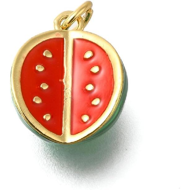 LiQunSweet 20 pcs 10 Styles Vegetable and Fruit Enamel Charms Watermelon Strawberry Banana Carrot Charms for DIY Jewelry Bracelet Necklace Earring