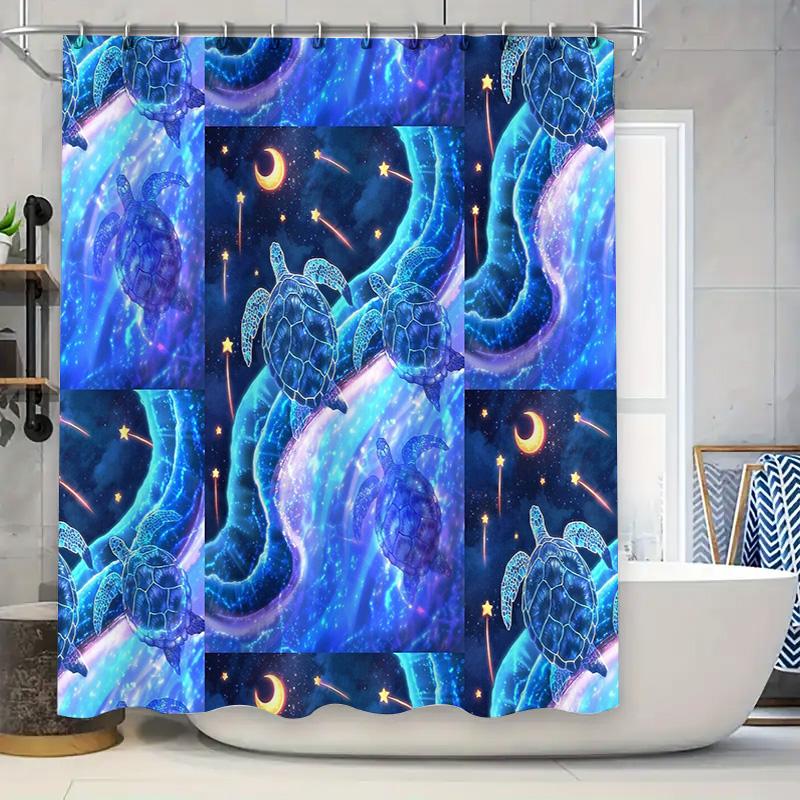 

Ocean Turtle Shower Curtain Blue Sea Life Bathroom Decor Nautical Beach Theme Waterproof Fabric Backdrop W60H190(CM)-1 Pcs