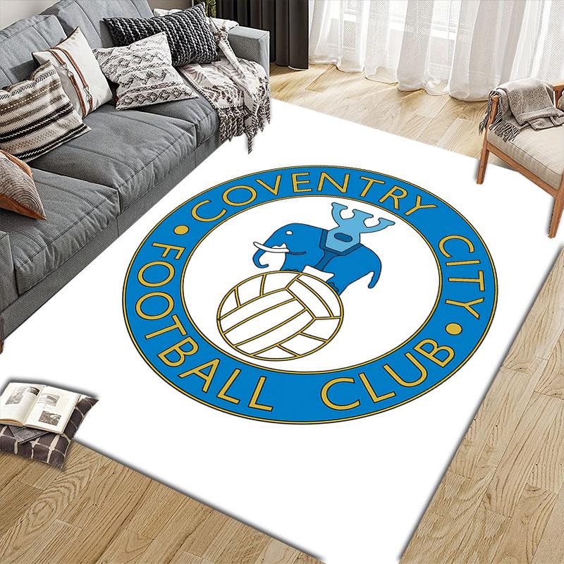 Coventry City Flannel Printed Carpet, Home Sofa Decoration for Living Room & Bedroom, Non‑Slip Play Flannel Floor Mat for Game Room