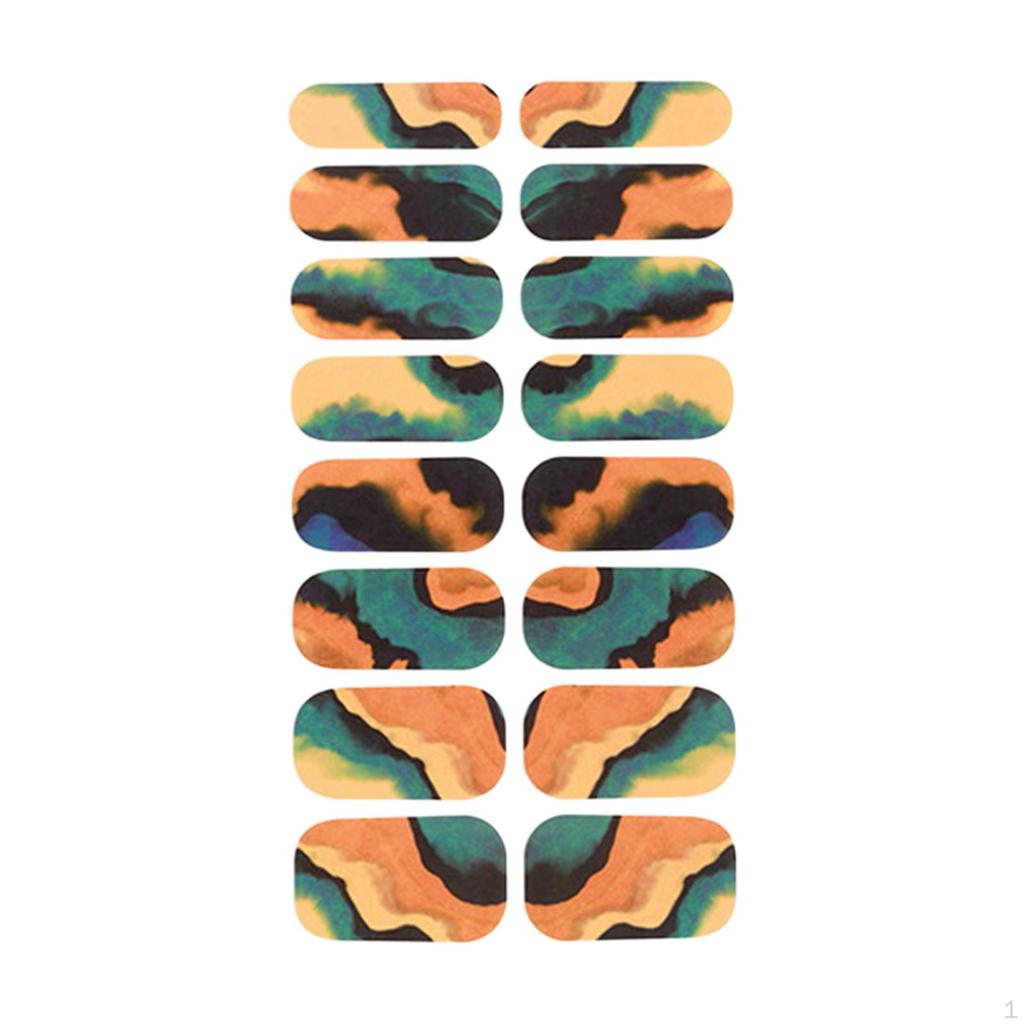 16 kusů celoplošných gelových nálepek na nehty, snadno odstranitelné umělecké obtisky, kryt