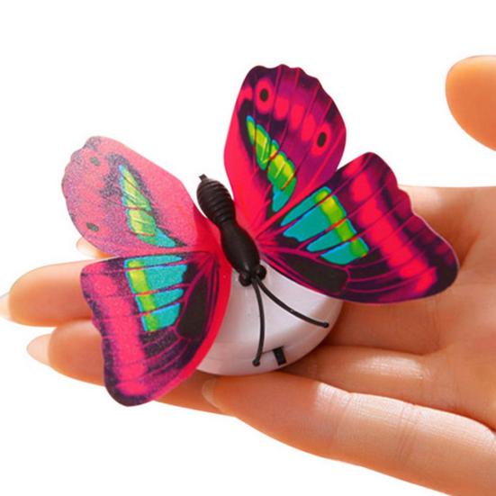 Pegatinas de mariposas de pared con luz LED de simulación 3D de colores para decoración de fiestas en el hogar