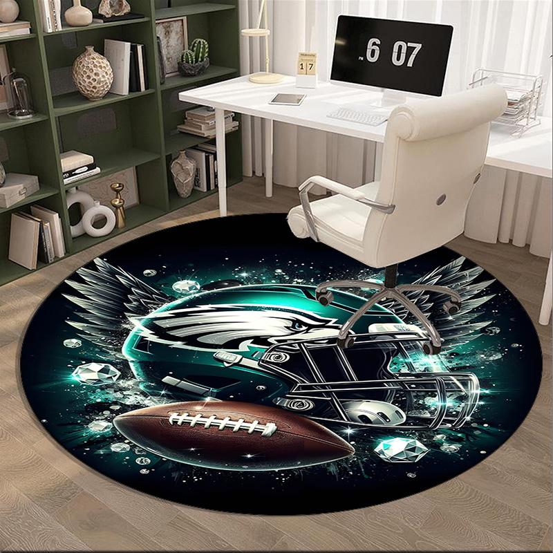 Philadelphia Eagles Runder Teppich für Wohnzimmer, Schlafzimmer, Spielzimmer, Stuhlunterlage, Läufer, Kreis Teppich, Große Größe Fan Weihnachtsgeschenk