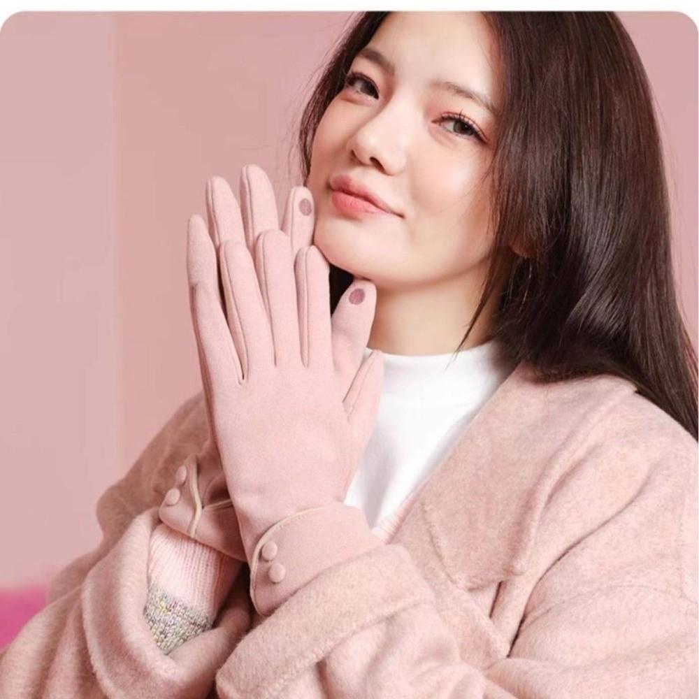 Full Finger  Gloves Thickened Winter Mittens Fashion Women Suede Gloves  Sports