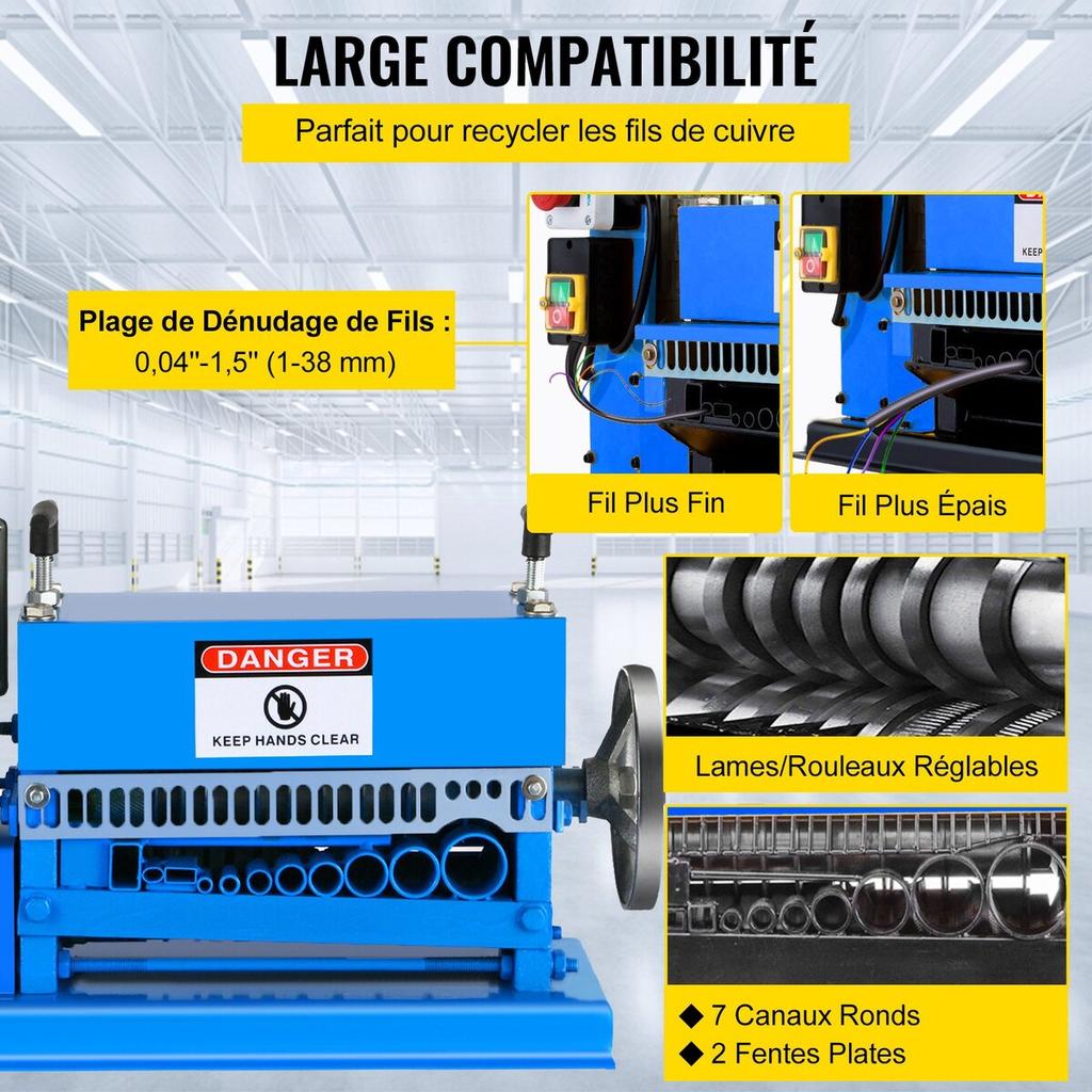 1,5-38MM Automatische Kabelstripper 370W Soorten Metalen Kabel Draadstripper Met 10 Messen Aangedreven Elektrische Kabelstripper 15 M/Min
