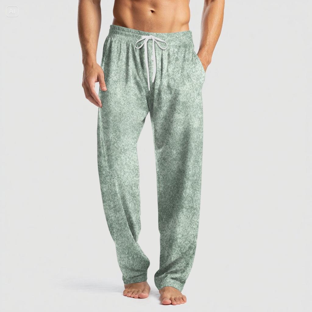 Pantaloni casual da uomo in maglia con stampa alla moda e tasca, pantaloni da pigiama