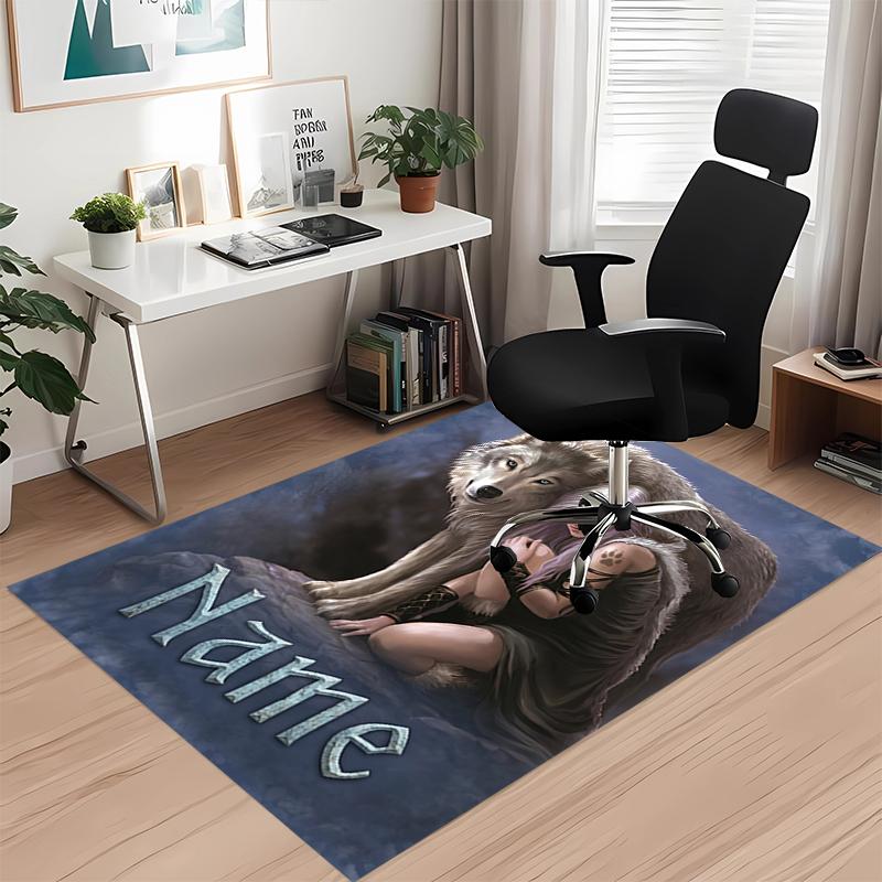 Custom Name Dark Printed Carpet, Rug for Office Chair Living Room Bedroom Kitchen Room Decor Gifts.