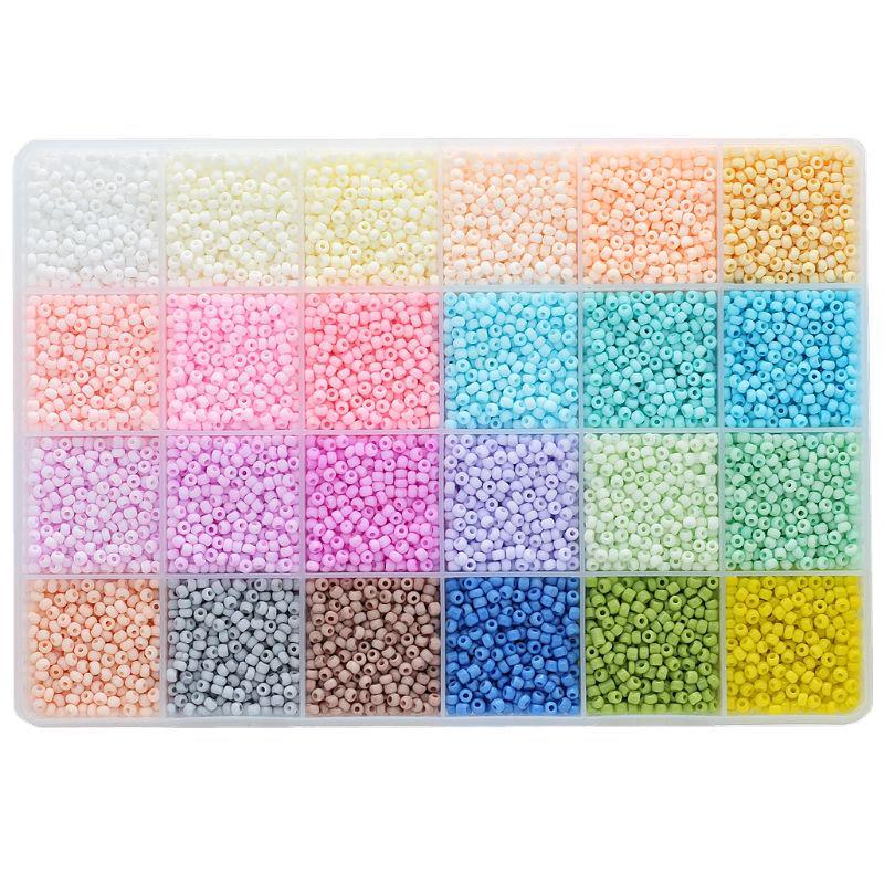 24-Compartment Glass Seed Beads Set: Solid Color DIY Jewelry Making Accessories