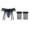 Sexy Perspective Lace Garter Belt Women's Ultra-thin Stockings Set, Fun Open Crotch Pearl Massage Garter Socks with T-pants