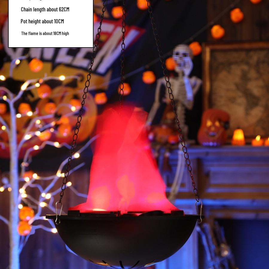 LED Halloween Flammen Feuerstelle Ornamente - Gruselige Hängedekorationen mit künstlichen Flammen für Spukhaus