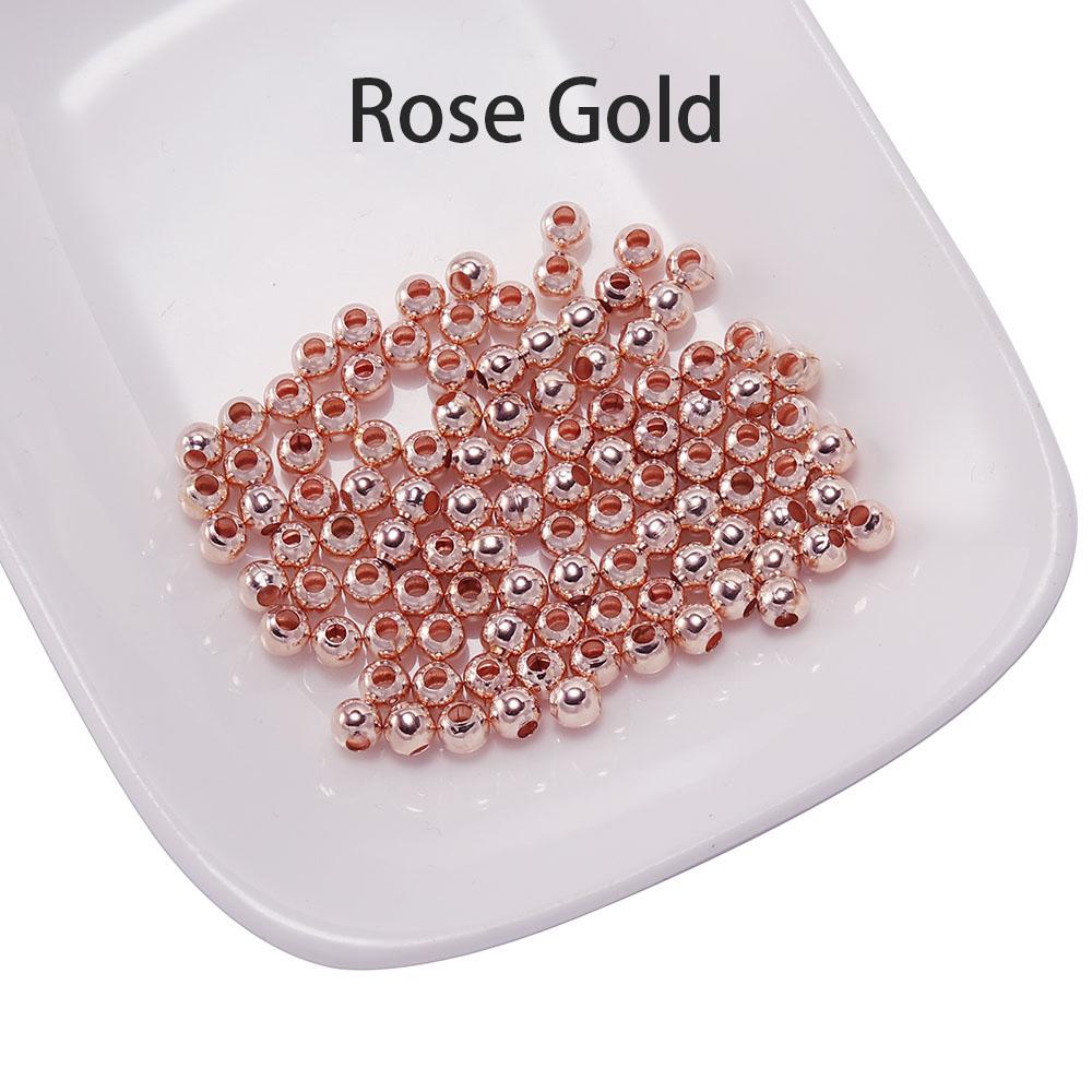 30-300pcs/lot 3 4 5 6mm Gold Color Round Spacer Beads Smooth Ball End Seed Beads For Jewelry Making Finding Accessories Supplies