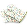 1 Pair Oven Gloves Non Slip Flower Grass Pattern Heat Resistant Microwave Mitts for Cooking Kitchen