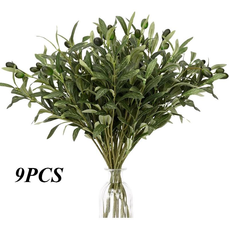 2/6/9PCS Olive Branches Artificial Plants Greenery Stems Olive Leaves Fake Fruits Silk Plants