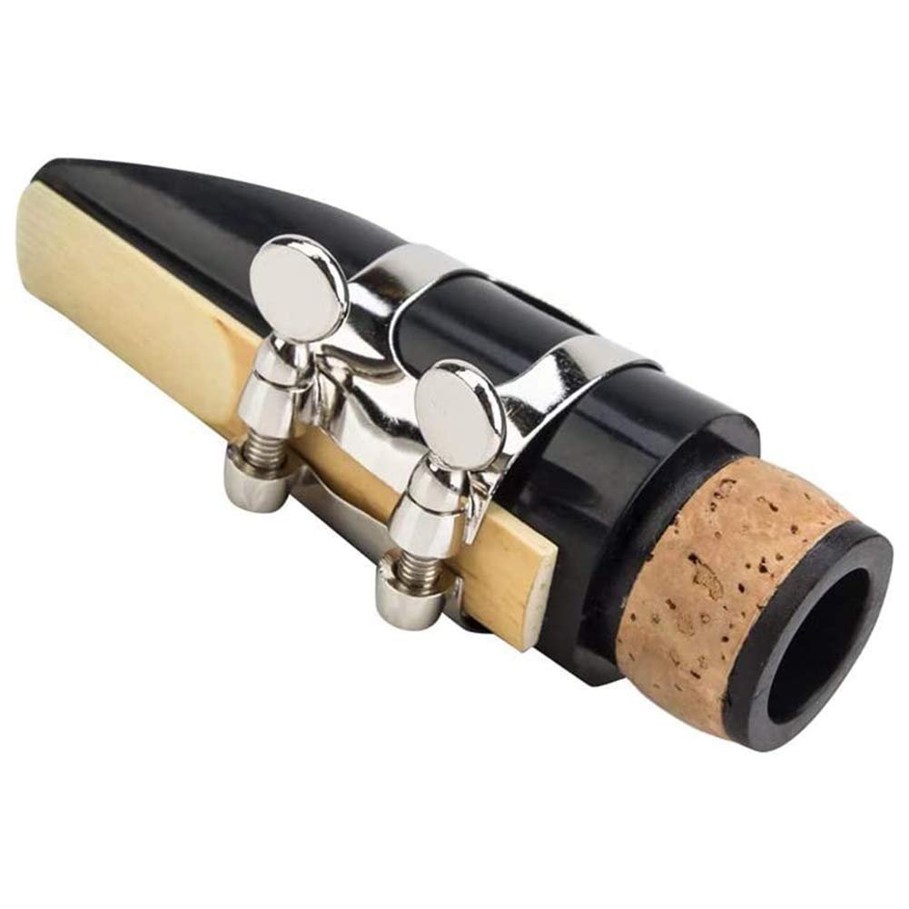 Dovhmoh Mundstück inklusive Ligatur Klarinettenblatt Schwarz Klarinettenmundstück Plastikkappe Musikinstrument Zubehör Set, + 2.5 +