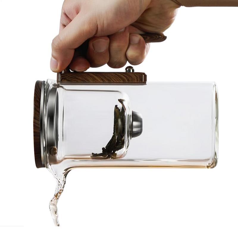 1 Set Glass Teapot With Infuser One Click Magnetic SwitchTea Separation Filtration Glass Tea Pot Drip-Free Spout Tea Pot