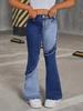 Teen Girls' European & American High Waist Patchwork Flare Jeans