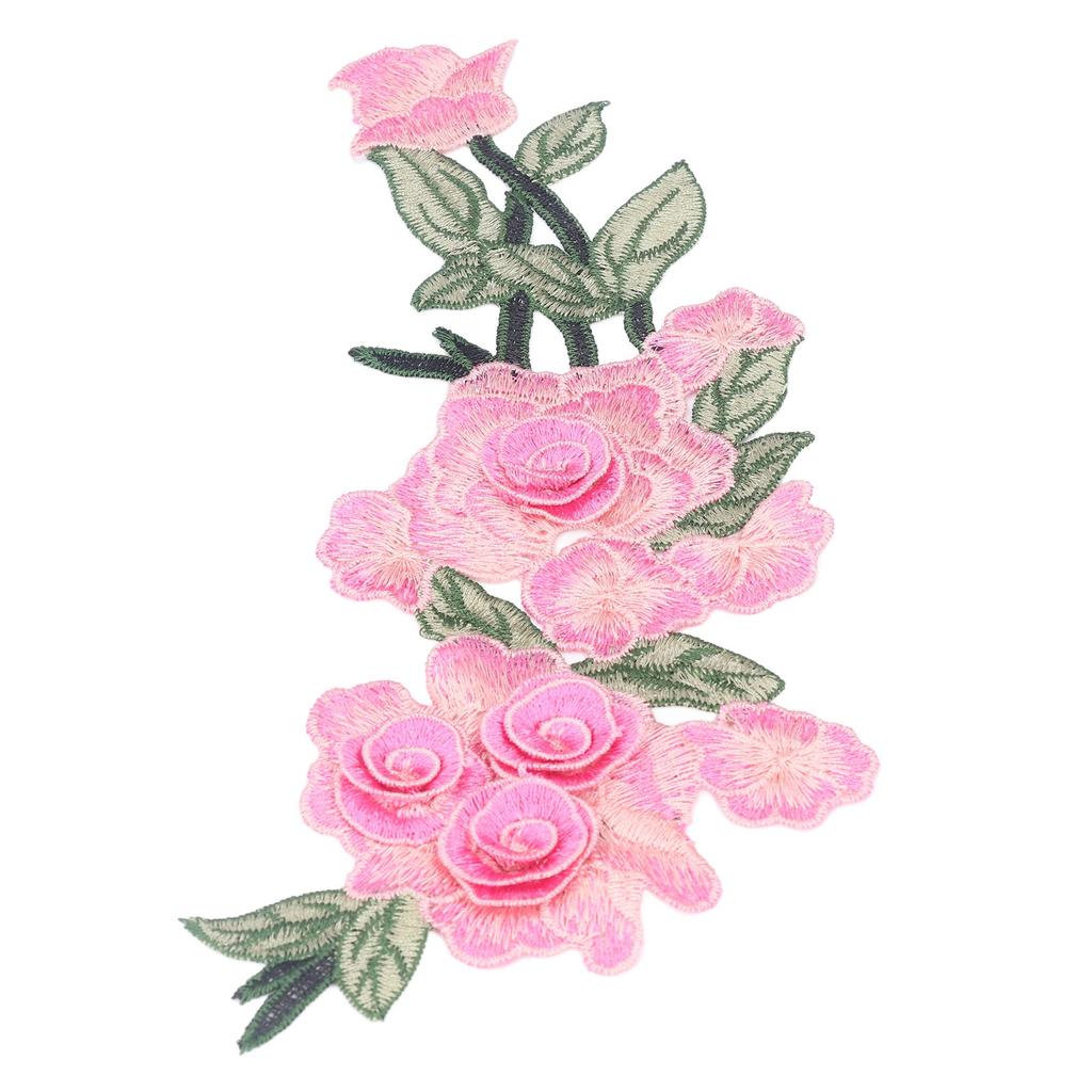 Embroidered Patch Sew On Flower Cotton Environmental Unique DIY Clothing Accessories for Vests Hats Rose Rouge
