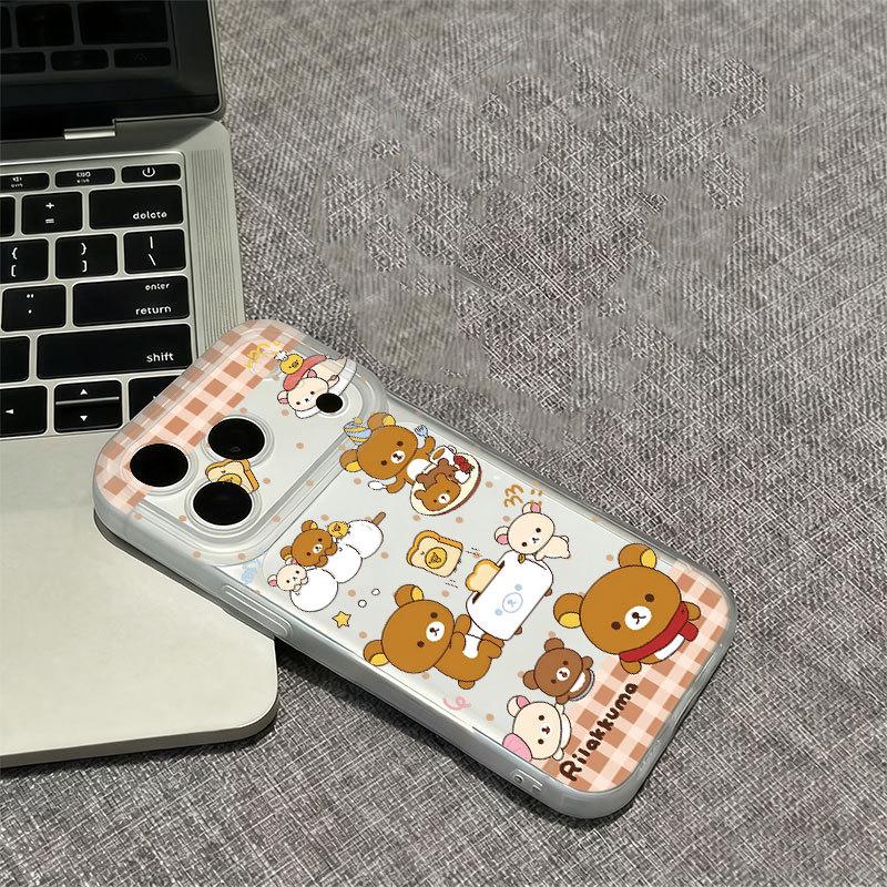 Transparent Cartoon Phone Case with Frosted Edges and Integrated Button for Apple 17/16, 17 Pro Max, 16 Pro, 13 - Couple Design