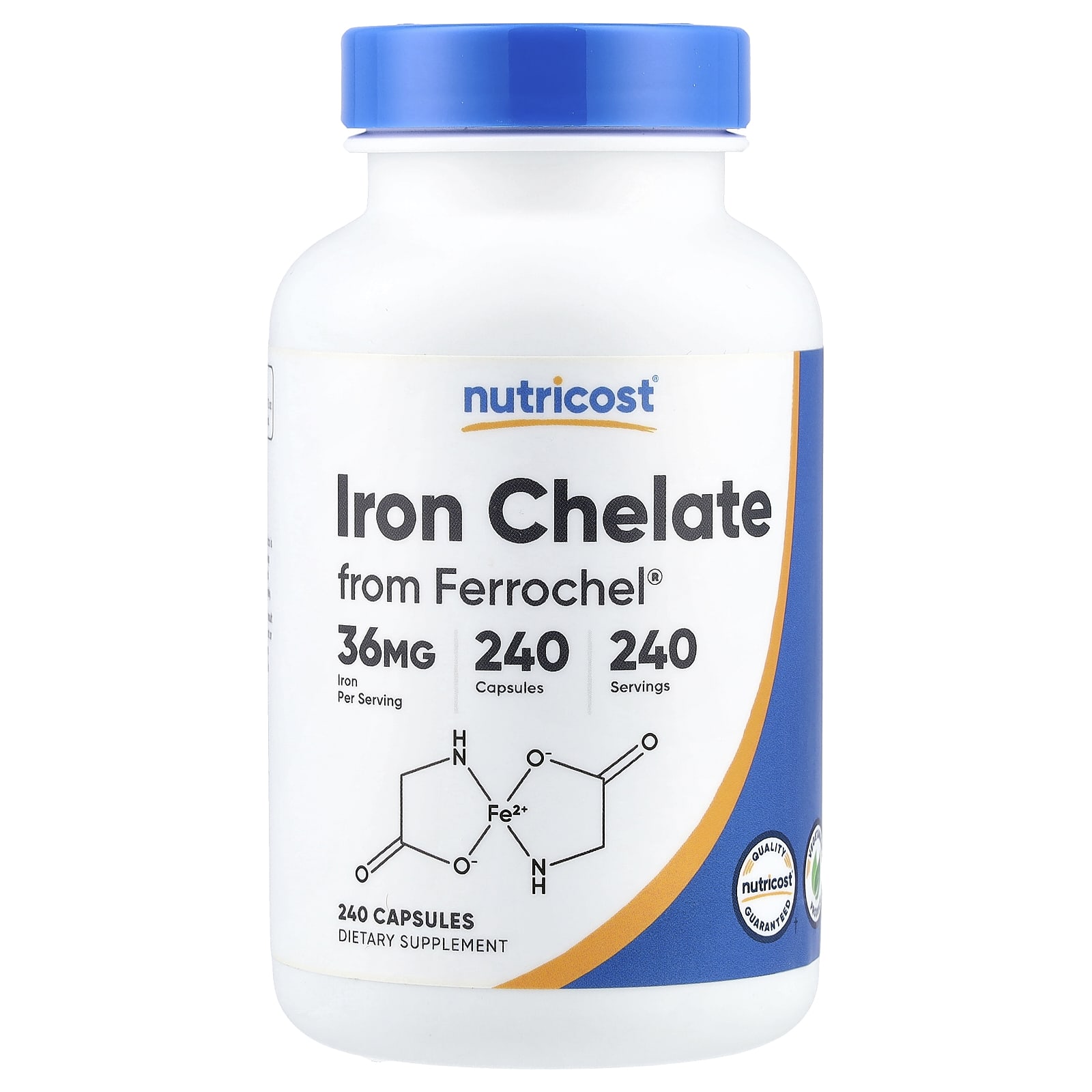 

Nutricost, Iron Chelate from Ferrochel®, 36 mg, 240 Capsules
