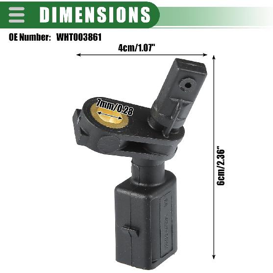 Motoforti Front Left ABS Speed Sensor,for Volkswagen Alltrack 2017-2019, ABS, No.WHT003861, Black