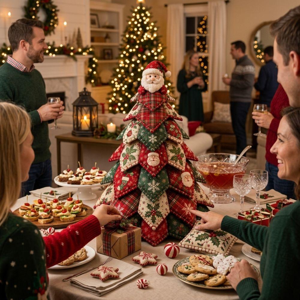 Patchwork di Tessuto Facile per Principianti Albero di Natale Albero di Tessuto Festivo Kit di Forniture Esposizione per Finestra