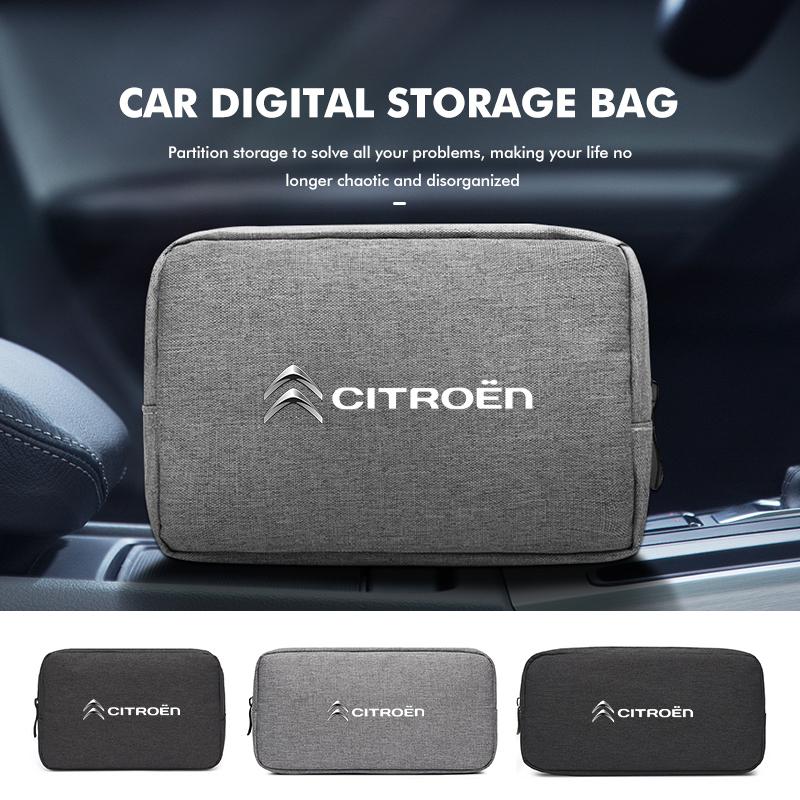 Cyfrowa torba do przechowywania z logo samochodu Wodoodporny kabel danych Podręczna torba podróżna Do Citroen C4 C3 C5 C1 C2 C6 VTS C4L DS3 DS4 DS5 Grand