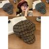 Vintage Red Plaid Cloud Beret Hat For Women Summer Casual Fashion Accessory