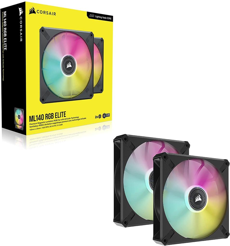 Corsair Wentylator ML140 RGB 140 mm Maglev RGB z 2 sztukami Node CORE ELITE, AirGuide, (Oświetlenie w zestawie) CO-9050115-WW
