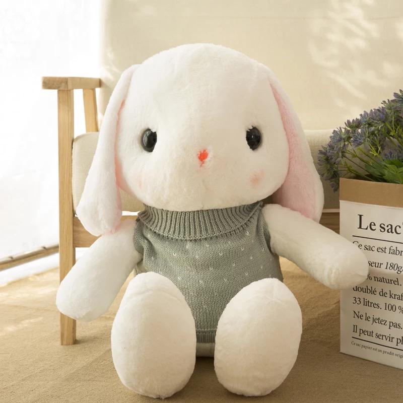 Plush Toy Long Ear Lop Sweater Bunny Doll Stuffed Animal Pillow Girl Baby Sleeping Holding Rabbit Doll Valentine's Birthday Gift